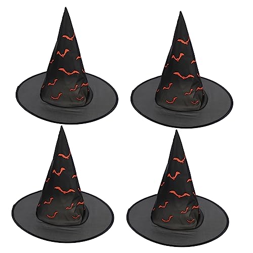 HOMOCONO 4 Stück Halloween-Zaubererhut Halloween-Cosplay-Requisiten Weihnachtshexenhut halloween atmosphäre halloween decorations Partyzaubererhüte Partykostüm-Requisiten Stahldraht von HOMOCONO