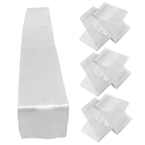 HOMOCONO 4 Stück Hoteltischdecke Esstischläufer Tischläufer aus Satin weinacht tischdecke Weihnachten tischdecke Geburtstagsfeier Tischläufer Langer Tischläufer Heimtischdecke Satin- Silver von HOMOCONO