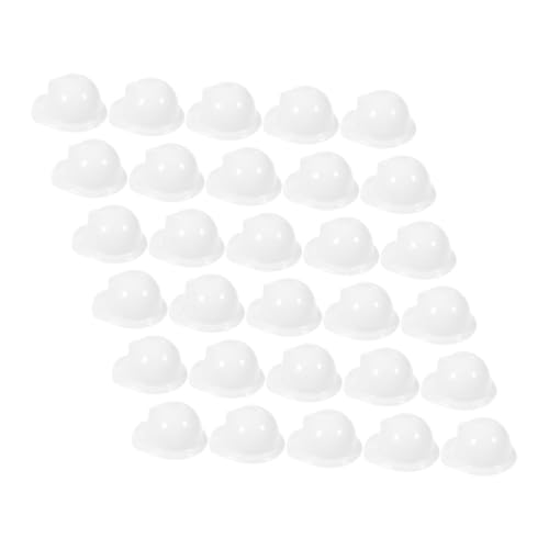 HOMOCONO 40St Mini-Bauhut Mini-Helme Arbeiter Mützen kreativer Minihelm Miniatur kleiner Puppenhut safety cap relief cap Baustellenhelm Baustellen-Set Plastikpuppenhut Haustier Helm Weiß von HOMOCONO