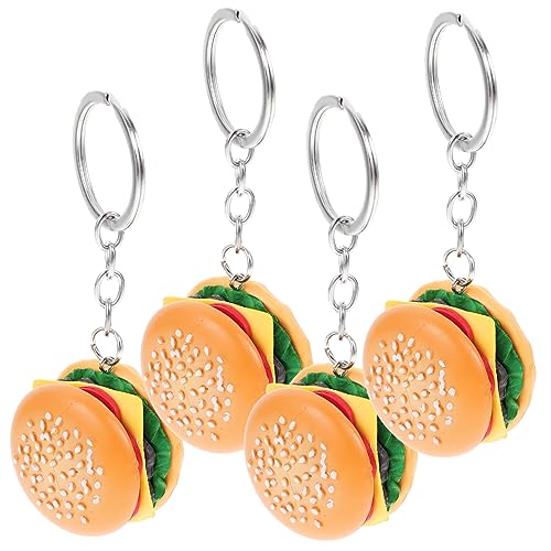 HOMOCONO 4Pcs Simulation Lebensmittel Anhänger Pvc Keychain Girl Schmuckzubehör Fashion Schlüsselbund Cartoon Schlüsselbund Hamburger Form Anhänger Hamburger Hängende Ornamente Lustige von HOMOCONO