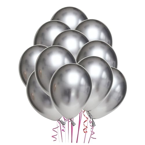 HOMOCONO 50 Stück Große Latex Luftballons Metallischen Farben Silber Perfekte Party Ornamente Für Geburtstagsfeiern Hochzeiten Und Festlichkeiten Helium Geeignet von HOMOCONO