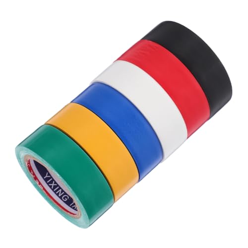 HOMOCONO 6 Rollen Isolierband Gummiband Farbiges Isolierband Generisches Klebeband Buntes Isolierband Isolierband Für Isolierung Drahtband Kabelband Schwarzes Klebeband Pvc von HOMOCONO