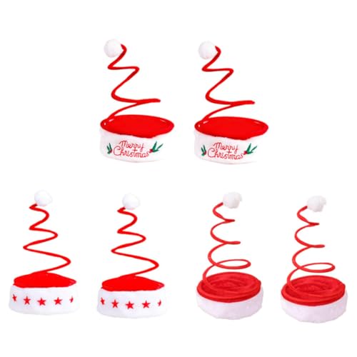 HOMOCONO 6St Weihnachtsmütze Gorros Navideños für Erwachsene lustige Kindermütze Nikolausmütze stricken weihnachtsmannmützen santa hats Weihnachtsversorgung Federkappe Stoff rot von HOMOCONO