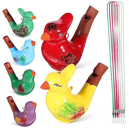 HOMOCONO 6er Set Keramische Vogel Pfeifen Handgemachte Cartoon Vogel Wasser Pfeifen Mit Lanyards Musikalisches Für Lustige Für Geburtstage Und Outdoor Aktivitäten Mixed von HOMOCONO