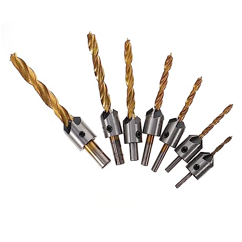 HOMOCONO 7 Teiliges Holzbohrer Set Mit Senkkopf Und Twist Bohrer 3 Ideal Für Holzarbeiten Und Fasenbearbeitung Inklusive Schlüssel Für Präzises Bohren Und Entgraten von HOMOCONO