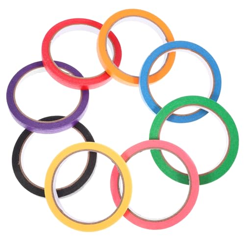 HOMOCONO 8 Rollen Farbiges Abdeckband Bunte Bänder Klebeband Aus Krepppapier Malerband Regenbogenband Künstlerband Für Aquarellpapier Farbiges Band Abdeckband Zum Lackieren Kleber von HOMOCONO