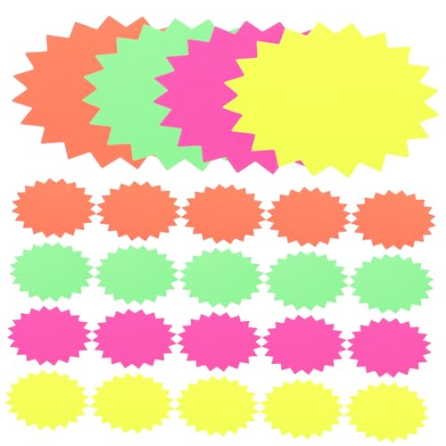 HOMOCONO 80 Stück Teiliges Bunte Papierausschnitte Burst Form Blanko Kreidetafel Dekorationen Beschreibbare Diy Bastelmaterialien für Klassenraum Laden und Fest Leuchtende Farben Gelb Grün HOMOCONO 80 Stück Teiliges Bunte Papierausschnitte Burst Form Blanko Kreidetafel Dekorationen Beschreibbare Diy Bastelmaterialien für Klassenraum Laden und Fest Leuchtende Farben Gelb Grün von HOMOCONO