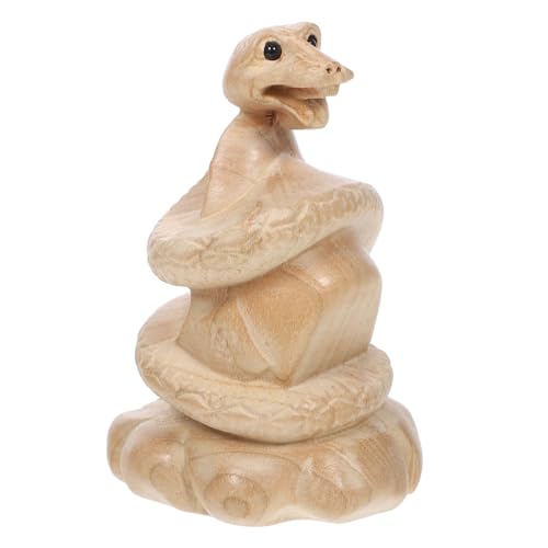 HOMOCONO Aus Pfirsichholz Geschnitzte Schlangenornamente Chinesische Tierkreiszeichen-schlangenfigur Fengshui-schlangenstatue Desktop-schlangenverzierung Bastelset Khaki Mahagoni- von HOMOCONO