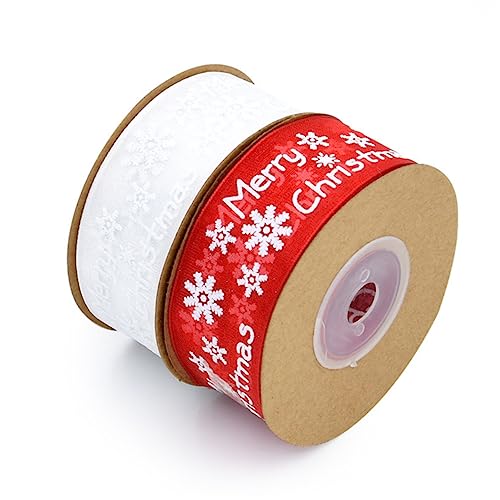 HOMOCONO Geschenkband Weihnachtsgeschenkband Mit Schneeflocken Muster 10 Meter Pro Rolle Insgesamt 20 Meter Ideales DIY Zubehör Für Die Festliche Dekoration Zu Hause von HOMOCONO