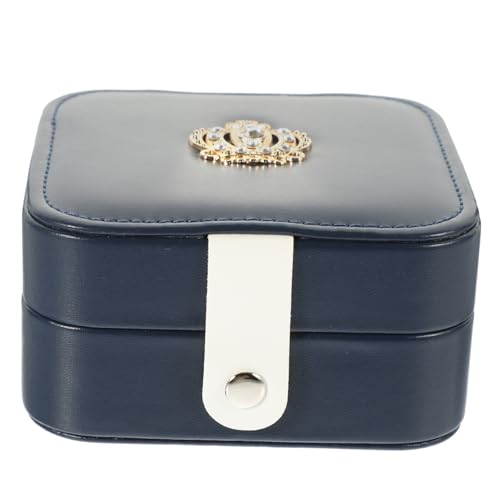 HOMOCONO Kasten Reise Schmuckschatulle Für Schmuck Reiseschmuck-organizer Kleines Reise-schmuckkästchen Halskettenhalter Reise-ring-etui Schmucketui-organizer Navy Flanell von HOMOCONO