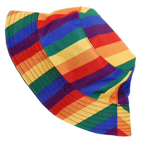 HOMOCONO Regenbogen-eimerhut Sonnenschutzhut Schicker Fischerhut Bucket Hats Für Damen Bunter Fischerhut Eimerhut Im Freien Sommer Reisemütze Modischer Fischerhut Angeln Sonnenkappe Stoff von HOMOCONO