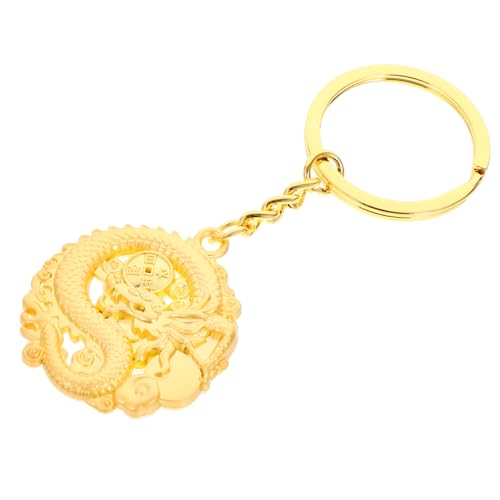 HOMOCONO Schlüsselanhänger glucksbringer gartendekofiguren key chain Glücksanhänger zum Aufhängen Mini-Drachenfiguren Hängende Ornamente für Taschen dekorative Taschenanhänger Metall Golden von HOMOCONO