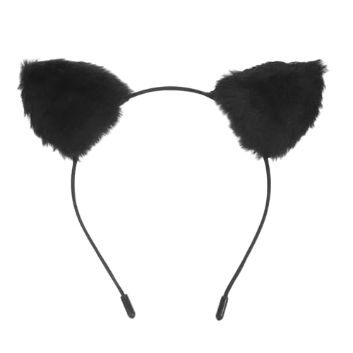 HOMOCONO Stirnband Mit Katzenohren Pinke Katzenohren Schwarze Und Weiße Katzenohren Stirnband Mit Schwarzen Ohren Katzenohren Stirnband Für Erwachsene Halloween-ohren Plüsch Black von HOMOCONO