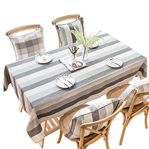 HOMQUIP Tischdecke aus Baumwolle und Leinen, waschbar, strapazierfähig, für Esstisch oder Garten, rechteckig, 140 x 200 cm von HOMQUIP
