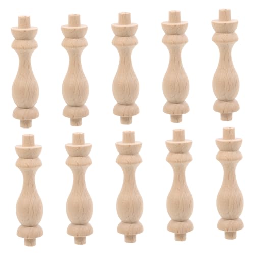 10 Stück Massivholzsäule Haus Möbel Pfosten behandeltes Holz Baluster Plain Baluster Holzsäule für Mini Haus Deck Balusters Haus Treppen Säulen Holzsäule Khaki HOMSFOU von HOMSFOU