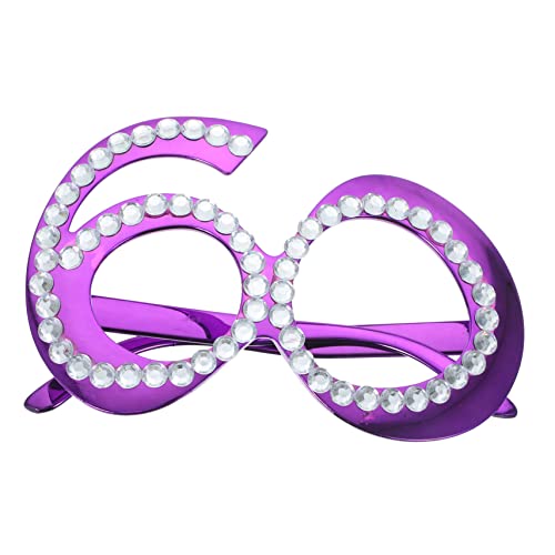 HOMSFOU 1 Paar Geburtstagsbrille Alles Zum Geburtstag-brille Brillengestell Mit Strasssteinen Brillen Für Die Party 60 Neuartige Brillen-foto-requisiten Bohren Plastik Gläser Violett von HOMSFOU