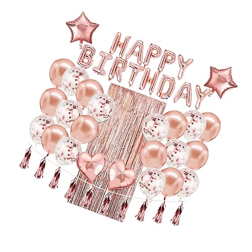 HOMSFOU 1 Satz Konfetti-Ballon-Set roségoldener Ballon -Dekor wandverkleidung wand polsterung vorhang Ballondekorationen für Geburtstagsfeiern DIY Quasten Aluminiumfolie Rose Gold von HOMSFOU