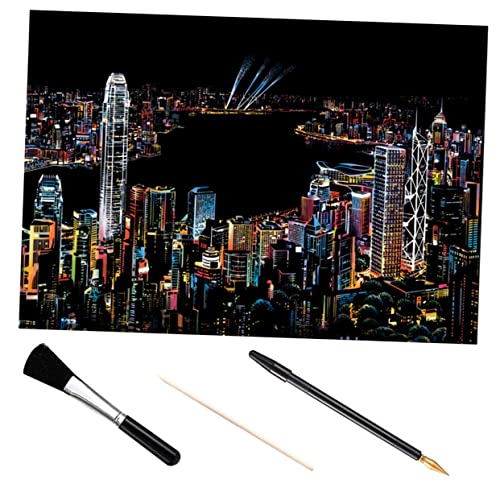 HOMSFOU 1 Satz Scrape Tool Set Bastelset Werkzeug Stadtkratzpapier Kratzmalerei Kind Bausatz Kratzmalerei Selber Machen Scratch Night View Malerei Kit Kratzbemalung Hölzern Schwarz HOMSFOU 1 Satz Scrape Tool Set Bastelset Werkzeug Stadtkratzpapier Kratzmalerei Kind Bausatz Kratzmalerei Selber Machen Scratch Night View Malerei Kit Kratzbemalung Hölzern Schwarz von HOMSFOU