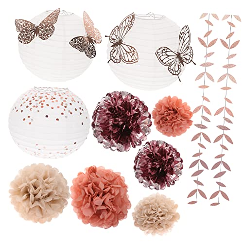 HOMSFOU 1 Set Goldener Schmetterling Party Der Deckel Dekorationen Goldendoodle Ornament Blumen Girlande Für Dekoration Hochzeitsdeko Laternen Ornament Laterne Papier Rose Gold von HOMSFOU