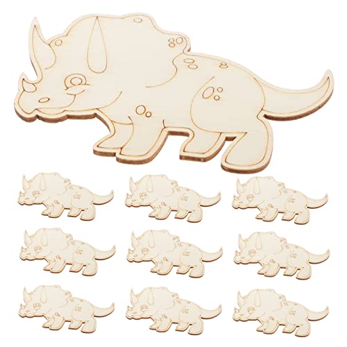 HOMSFOU 10 Stck. DIY dinosaurier ausmalen Holzfiguren für Malerei Dinosaurier-Partygeschenke unbemalte hölzerne Dinosaurierhandwerke unfertige Dinosaurier-Tierausschnitte von HOMSFOU