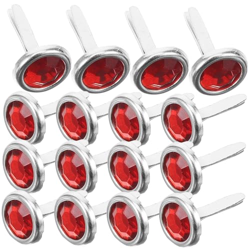 HOMSFOU 100 Stück Farbige Diamantnägel Bastelstifte Bauchnabel -Piercing Nabel Schmuck Verschluss Spaß bastelsets für bastelzeug für toy DIY-Brads Papierverschlüsse Eisen rot von HOMSFOU