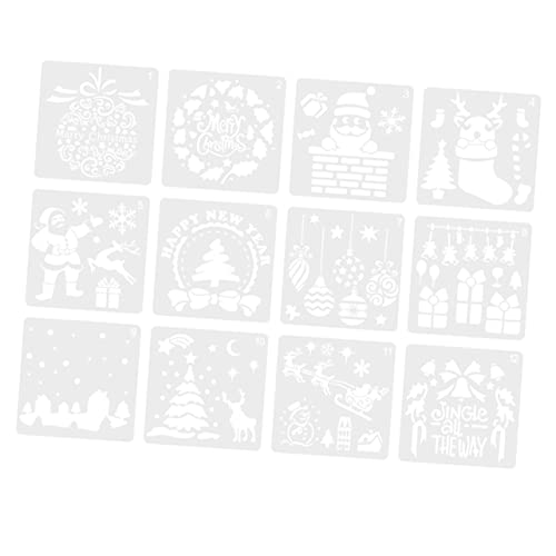 HOMSFOU 12 Stück Teiliges Weihnachts Malvorlagen Wiederverwendbare Zeichenschablonen mit Schneemann Weihnachtsmann Tannenbaum und Schneeflocken für DIY Basteln Scrapbooking und HOMSFOU 12 Stück Teiliges Weihnachts Malvorlagen Wiederverwendbare Zeichenschablonen mit Schneemann Weihnachtsmann Tannenbaum und Schneeflocken für DIY Basteln Scrapbooking und von HOMSFOU