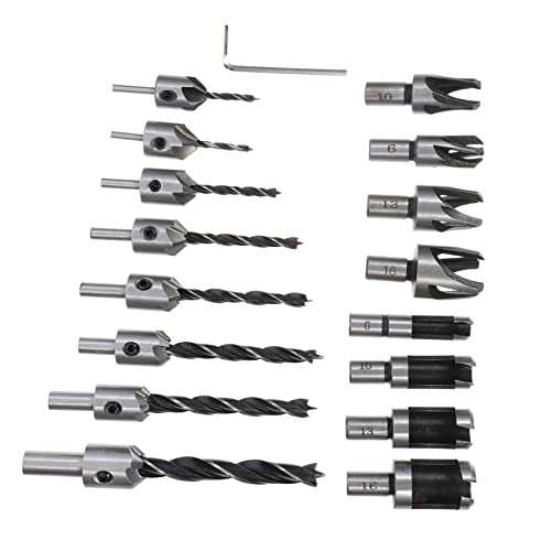 HOMSFOU 16 Teiliges Holzbearbeitungs Set Mit Senkbohrern Und Holzdübelschneidern Präzises Werkzeugset Für öbelbau Und DIY Projekte Inklusive Schablone Für Elektrowerkzeuge Und von HOMSFOU