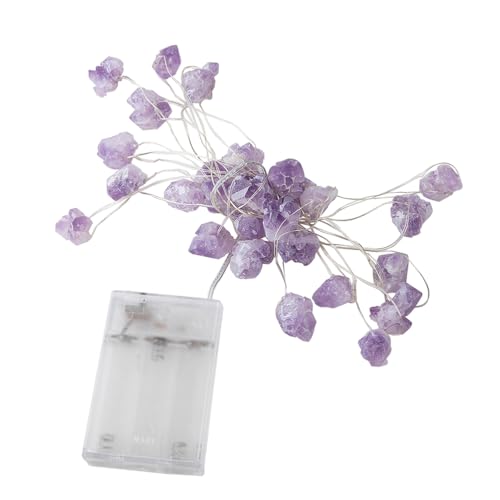 HOMSFOU 1Stk Amethyst Lichterketten Innenausstattung für Damen Astetische Raumdekoration kreative Lichter Party dekorative Lichter USB Leuchter Batteriefach Anhänger schmücken Naturstein von HOMSFOU