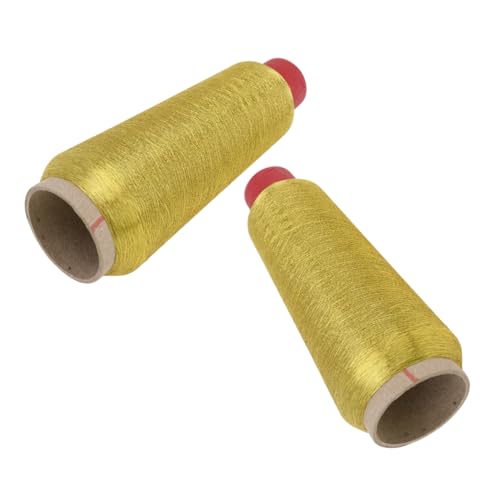 HOMSFOU 2 Rollen Nähmaschinen-Stickgarn Bausatz Stickerei metallisch funkeln reflektierend Glitzernähgarn Goldschnur Quiltgarn für Nähmaschine Handnähgarn Polyester Golden HOMSFOU 2 Rollen Nähmaschinen-Stickgarn Bausatz Stickerei metallisch funkeln reflektierend Glitzernähgarn Goldschnur Quiltgarn für Nähmaschine Handnähgarn Polyester Golden von HOMSFOU