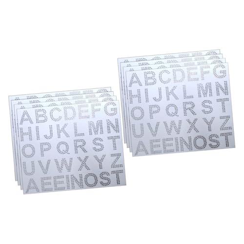 HOMSFOU 2 Sätze Alphabet-aufkleber Strasssteine ​​zum Basteln Silberne Strasssteine Selbstklebende Buchstaben Aufkleber Aufbügelbare Buchstaben Aufkleber Strass-aufkleber 4 Blätter * 2 von HOMSFOU