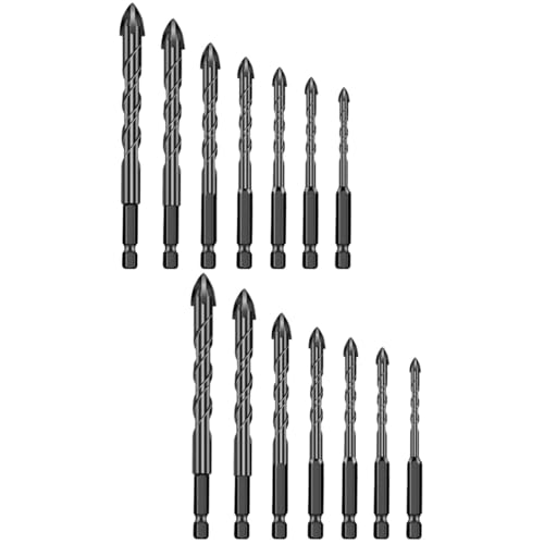 HOMSFOU 2 Sätze Bohrer Mit Sechskantschaft Schnitzen Rohrbürste Versiegelung Belüfter Etikett Werkzeug-set Power Drill Langlebiger Bohrer Lochöffner Glasbohrer Hartmetall Black 7 Stück * 2 von HOMSFOU