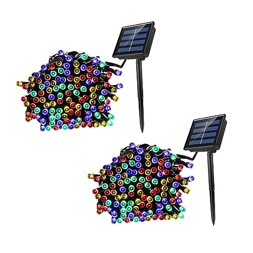 HOMSFOU 2er-pack 10 M Solar- -lichterkette 100 Leds Wetterfest Automatische Tag-/nachtschaltung für Außendekoration Garten Terrasse Hof von HOMSFOU