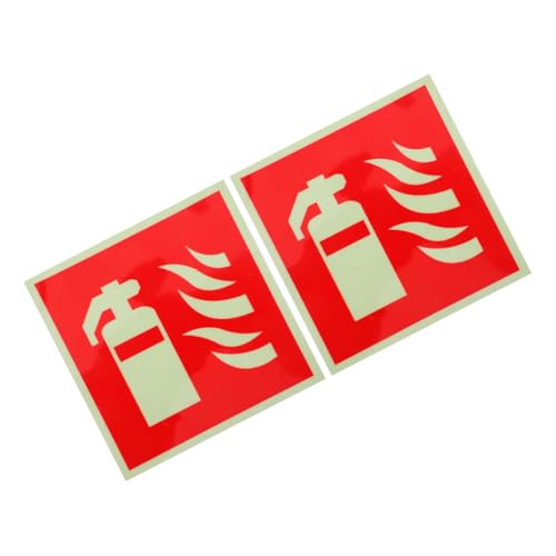 HOMSFOU 2 Stück Brandschutzaufkleber Feuerlöscher Industrielle Warnschild Feuerlöscher Schild Feuerunterscheider Bodenschild Leuchtende Etiketten Sicherheitsetiketten Phosphoreszierende Folie Rot von HOMSFOU