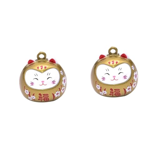 HOMSFOU 2st Alte Glocken Katze Glücksglocken Halsketten-anhänger Japanische Glocke Winkende Katze Schlüsselanhänger Glocken Basteln Schlüsselanhänger Mit Katzenglocke Daruma Charme Armband von HOMSFOU