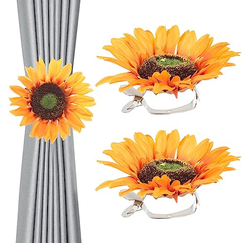 HOMSFOU 2st Sonnenblumen-vorhangclip Vorhanghalterschnalle Vorhangklammern Vorhang-Raffhalter Gardinenbänder Für Gardinen Sonnenblumen-vorhanghalter Zubehör Magnetisch Seidentuch von HOMSFOU