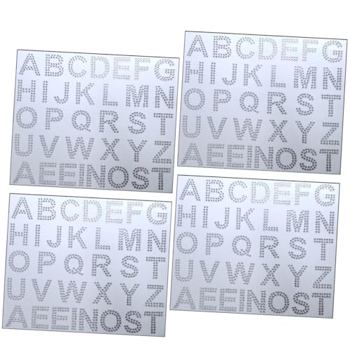 HOMSFOU 3 Sätze Alphabet-aufkleber Selbstklebende Buchstaben Aufkleber Aufbügelbare Buchstaben Aufkleber Funkelnde Aufkleber Strassband Buchstaben Auf Aufkleber Diy-handwerk 4 Blätter * 3 von HOMSFOU