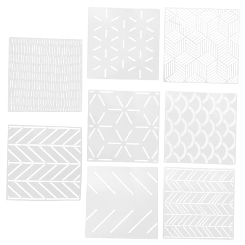 HOMSFOU 3 Sätze Schablone Kreide Betonfarbe Außen Wand Tapeten-kit Heimwerken Papierschere Decoupage Aufbringen Diy Bemalte Werkzeuge Geometrische Malvorlage Umweltschutz Weiß 8 Stück * 3 von HOMSFOU