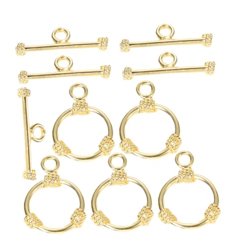 HOMSFOU 5 Sätze Runde -Seilschnalle verriegeln Knebelverschluss Schmuck Verschlüsse für die Herstellung von Armbändern Halskette Verbindungsverschluss Kupfer Golden HOMSFOU 5 Sätze Runde -Seilschnalle verriegeln Knebelverschluss Schmuck Verschlüsse für die Herstellung von Armbändern Halskette Verbindungsverschluss Kupfer Golden von HOMSFOU