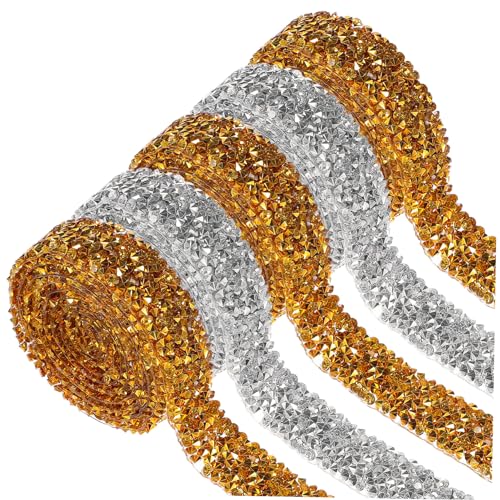 HOMSFOU 5Rollen Selbstklebende Strassbänder Funkelnde Glitzer Aufkleber Für Dekoration Hochzeiten Und DIY Projekte Silberne Und Goldene Handwerk HOMSFOU 5Rollen Selbstklebende Strassbänder Funkelnde Glitzer Aufkleber Für Dekoration Hochzeiten Und DIY Projekte Silberne Und Goldene Handwerk von HOMSFOU