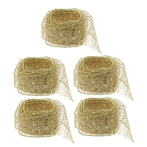 HOMSFOU 5Stücke Weihnachtsbänder Funkelnde Glitter Mesh Bänder pro für Geschenkverpackungen DIY Dekorationen Kränze und Blumensträuße Hochwertiges Material HOMSFOU 5Stücke Weihnachtsbänder Funkelnde Glitter Mesh Bänder pro für Geschenkverpackungen DIY Dekorationen Kränze und Blumensträuße Hochwertiges Material von HOMSFOU