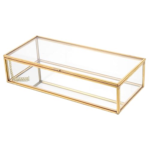 HOMSFOU Transparente Schmuckschatulle Aufbewahrungsbox Für Schmuck Desktop-schmuckkästchen Vitrine Für Goldschmuck Hochzeitshalter Ringe Armband Europäischer Stil D06 Geschenkkarte Glas von HOMSFOU