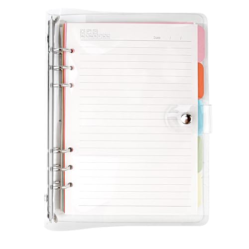 HOMURY Binder Notizbuch A5: Transparent Ringbuchhülle 6 Runde, Soft PVC Notebook Ringbuch, A5 Nachfüllbar, Binder Tagebuch mit A5-Füllpapier Ringbuch mit Teiler für Büro Schule Journal Buch von HOMURY