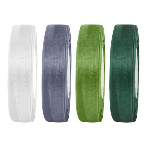 4 Rollen 45m Geschenkband,20mm Breit Schleifenband Weiss,Aqua Grün,Wald Grün,Salbei Grün,Transparentes Organza Bänder Geschenkband Breit,Satinband,Dekoband Für Geschenkverpackung Hochzeitsdekoration von HOMYY