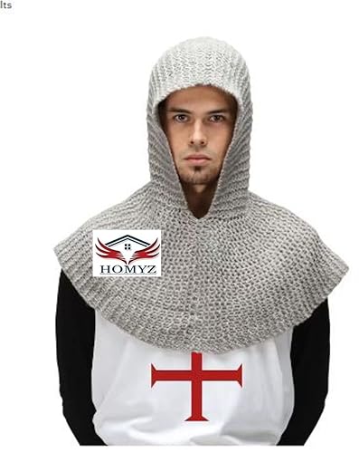 HOMYZ Armor Knight Hood Chainmail Coif Armor Crusader Templar Cowl Hoodie Ren Faire Halloween-Kostüm von HOMYZ