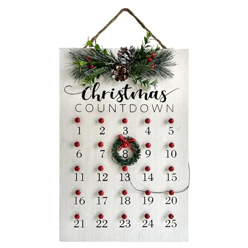 HOMirable Weihnachts-Countdown 25 Tage Kranz Adventskalender Nummer Datum Dekor Frohe Weihnachten Schild Rustikale Holz Home Dekorationen Urlaub Xmas Party Ornament Geschenk von HOMirable