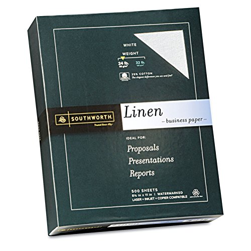 Southworth Business-Papier aus 25% Baumwolle, 21,6 x 27,9 cm, 90 g/m², Leinen-Finish, Weiß, 500 Blatt – Verpackung kann variieren (554C) von HON