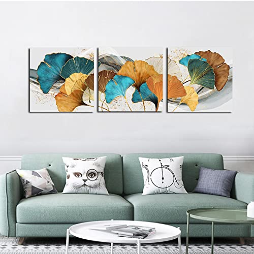 Golden Ginkgo Biloba Home Moderne Poster Leinwand Malerei HD Drucke Kunstbilder Für Wohnzimmer Wanddekorationen 85x85cmx3 Kein Rahmen von HONGC