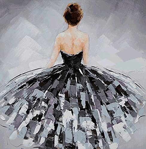 HONGC Gemälde auf Leinwand Ballerina Fine Art Tänzerin Ölgemälde auf Leinwand Ballerina Mädchen Ballettkünstler 60 x 60 cm/23,6 "x 23,6" ohne Rahmen von HONGC