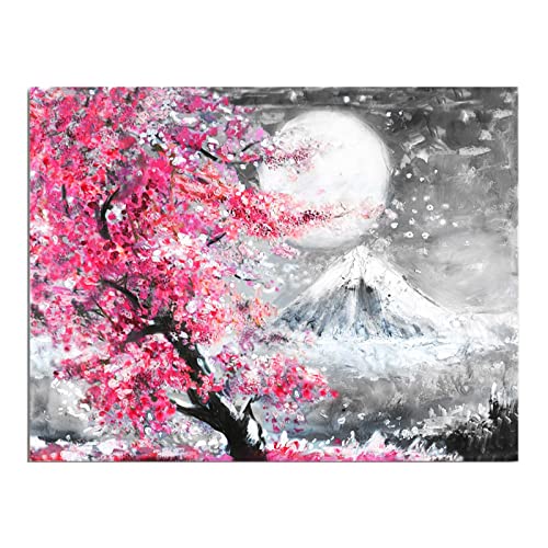 HONGC Japan Leinwand Malerei Poster Drucke Leinwand Wandkunst Bild Wohnzimmer Wohnkultur Gemälde Berg Fuji Kirschblüte Landschaft 80x120cm/31.4"x47.2" ohne Rahmen - 7 von HONGC