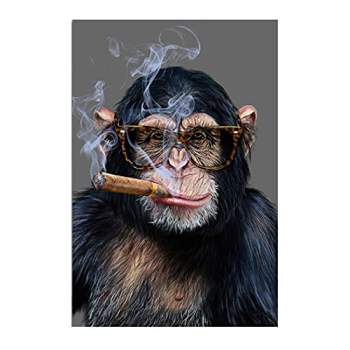 HONGC Leinwand Gemälde Abstrakt Rauchender Affe und Gorilla Poster und Drucke Street Art Tier Wandkunst Bilder für Wohnzimmer 70x90cm/27.5"x35.4" Kein Rahmen - 15 von HONGC
